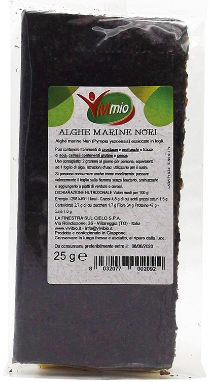 ALGHE NORI IN FOGLI PER SUSHI VIVIMIO 25 G - Farmaciapacini.it