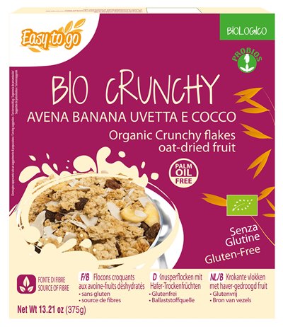 EASY TO GO BIO CRUNCHY AVENA BANANA UVETTA E COCCO 375 G - Farmaciapacini.it