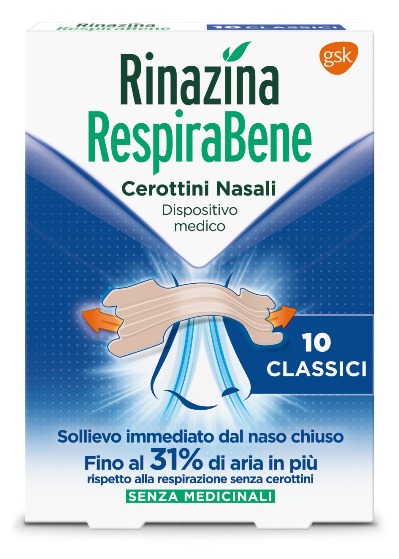 RINAZINA RESPIRABENE CEROTTI NASALI CLASSICI CARTON 10 PEZZI - Farmaciapacini.it