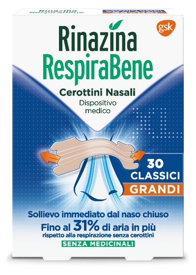 RINAZINA RESPIRABENE CEROTTI NASALI CLASSICI GRANDI CARTON 30 PEZZI - Farmaciapacini.it