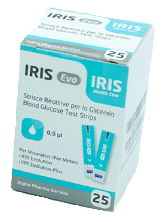 STRISCE MISURAZIONE GLICEMIA IRIS EVO 25 PEZZI - Farmaciapacini.it