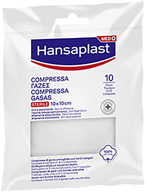 HANSAPLAST GARZA COMPRESSA 10 X 10 CM 10 PEZZI - Farmaciapacini.it