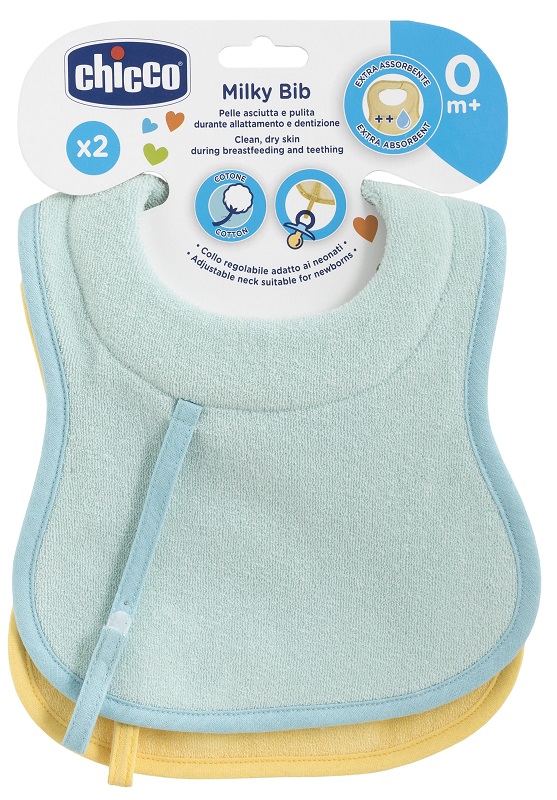 CHICCO BAVAGLINE 0M+ 2PZ AZZURRO - Farmaciapacini.it