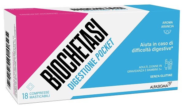 BIOCHETASI DIGESTIONE POCKET 18 COMPRESSE MASTICABILI - Farmaciapacini.it