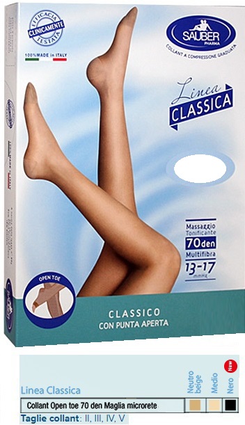 SAUBER COLLANT OPEN TOE MAGLIA MICRORETE 70 DEN COLORE NERO TAGLIA 5 LINEA CLASSICA - Farmaciapacini.it