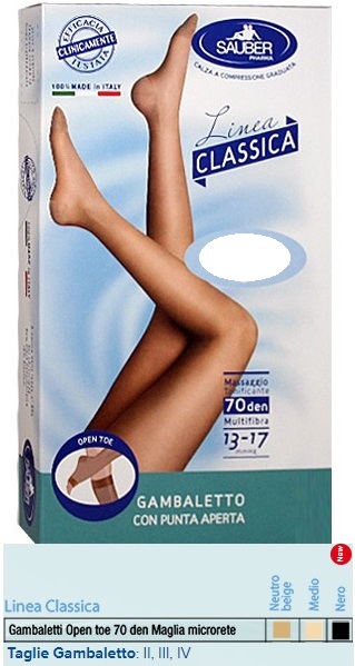 SAUBER GAMBALETTO OPEN TOE MAGLIA MICRORETE 70 DEN COLORE NERO TAGLIA 3 LINEA CLASSICA - Farmaciapacini.it