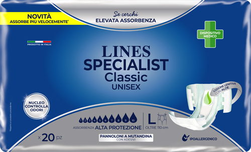 PANNOLONE A MUTANDA LINES SPECIALIST CLASSIC ALTAPROTEZIONE MG 20 PEZZI - Farmaciapacini.it