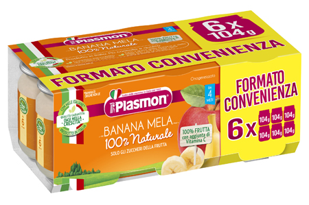 PLASMON OMOGENEIZZATO BANANA/MELA 6 X 104 G - Farmaciapacini.it