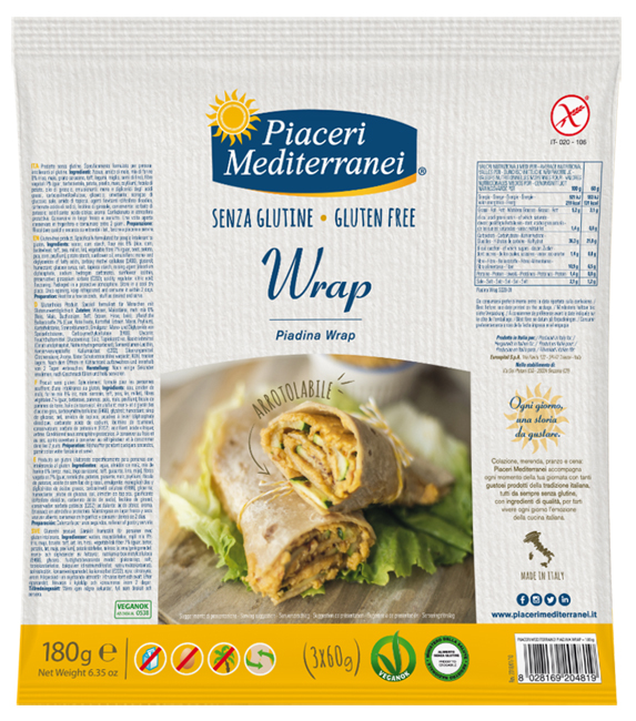 PIACERI MEDITERRANEI PIADINA WRAP 180 G - Farmaciapacini.it