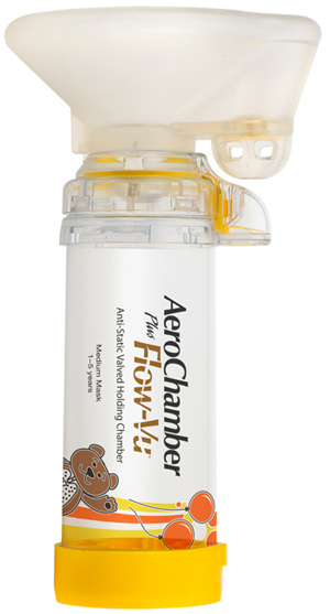 CAMERA DI TENUTA CON VALVOLA AEROCHAMBER PLUS FLOW VU PEDIATRICO MEDIUM 1-5 ANNI - Farmaciapacini.it