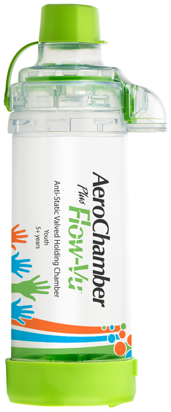 CAMERA DISTANZIATRICE ANTISTATICA AEROCHAMBER PLUS FLOWVU CON BOCCAGLIO YOUTH PEDIATRICO +5 ANNI VERDE - Farmaciapacini.it