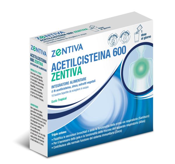 ACETILCISTEINA 600 ZENTIVA 10 BUSTINE BIPARTITE GUSTO TROPICAL - Farmaciapacini.it