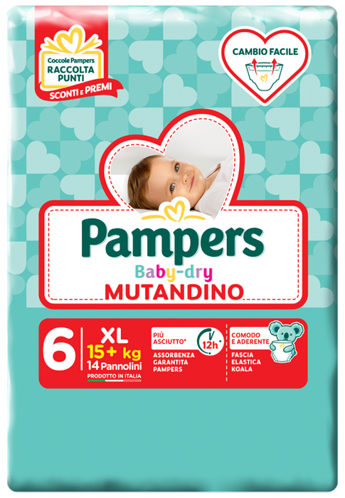 PAMPERS BABY DRY MUTANDINO SM TAGLIA 6 EXTRALARGE SMALL PACK 14 PEZZI - Farmaciapacini.it