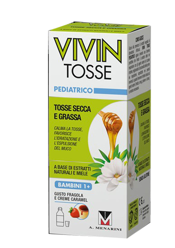 VIVIN TOSSE PEDIATRICO SCIROPPO PER TOSSE SECCA E GRASSA GUSTO FRAGOLA E CREME CARAMEL 150 ML - Farmaciapacini.it