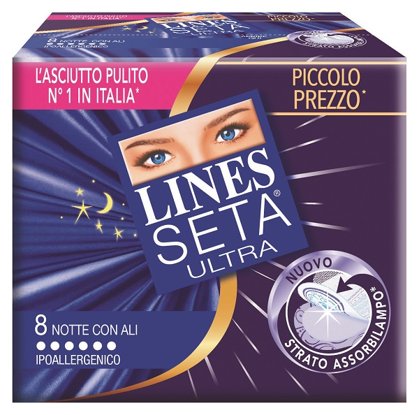 LINES SETA ULTRA ASSORBENTI CON ALI NOTTE 10 PEZZI - Farmaciapacini.it