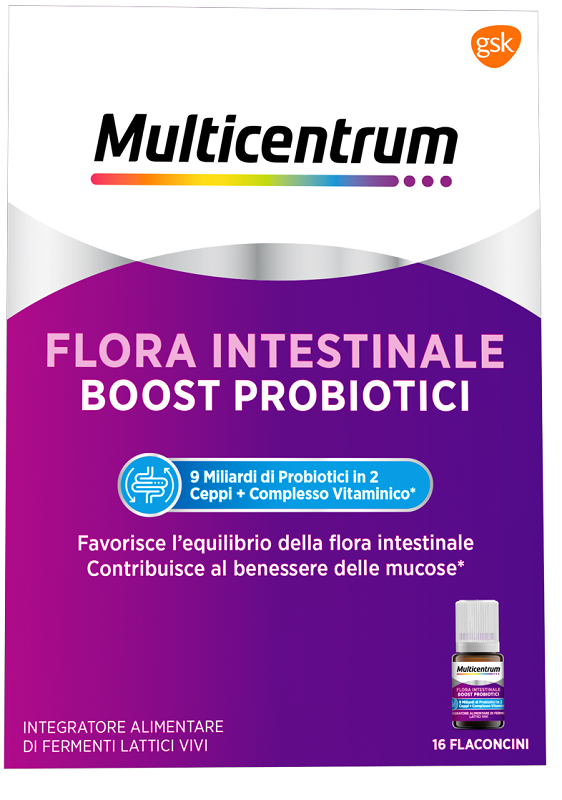 MULTICENTRUM FLORA INTESTINALE BOOST PROBIOTICI 16 FLACONCINI - Farmaciapacini.it