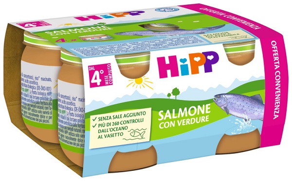 HIPP OMOGENEIZZATO SALMONE/VERDURE 4X80 G - Farmaciapacini.it