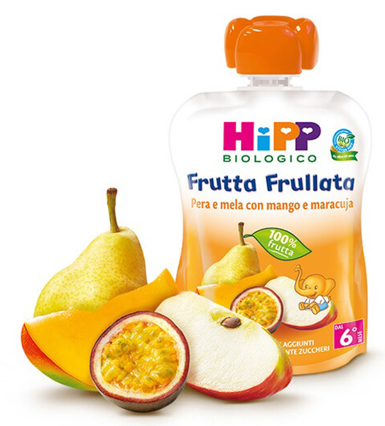 HIPP BIO FRUTTA FRULLATA PERA/MELA CON MANGO E MARACUJA 90 G - Farmaciapacini.it