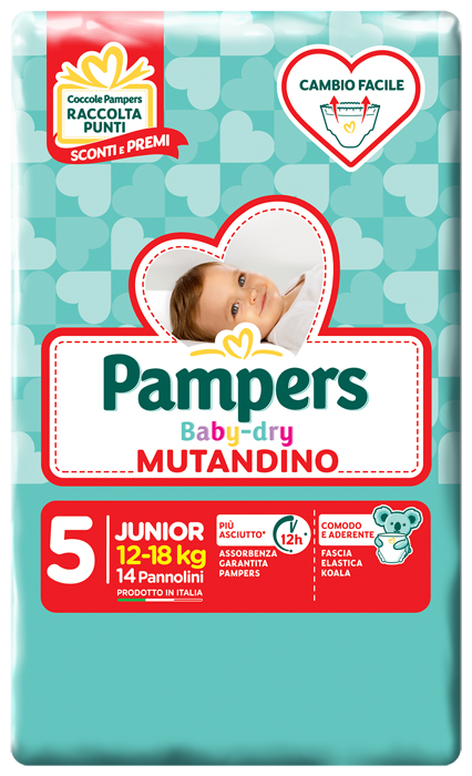 PANNOLINO A MUTANDINA PAMPERS BABY DRY JUNIOR SMALL PACK 14 PEZZI - Farmaciapacini.it