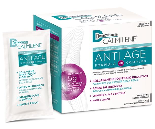 DERMOVITAMINA CALMILENE ANTIAGE IA A BASE DI COLLAGENE E ACIDO IALURONICO POLVERE 30 BUSTINE - Farmaciapacini.it
