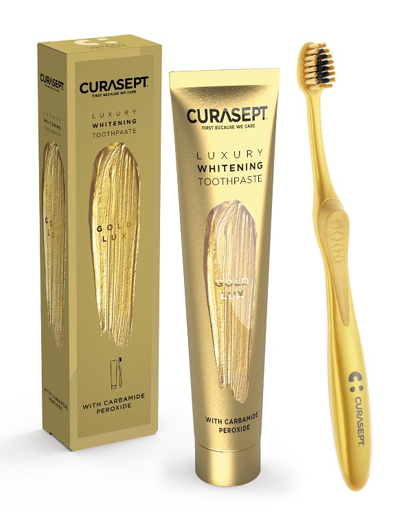 CURASEPT GOLD LUXURY WHITENING DENTIFRICIO 75 ML + SPAZZOLINO - Farmaciapacini.it