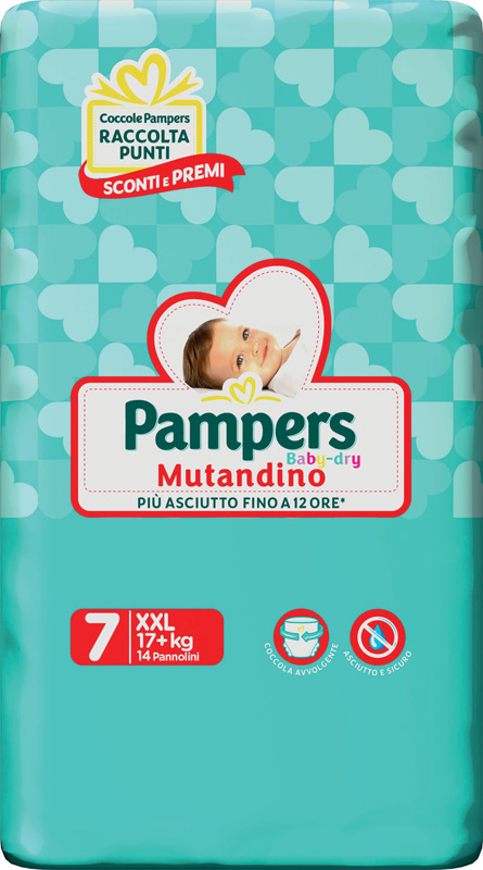 PAMPERS BABY DRY PANNOLINI A MUTANDINA TAGLIA XXL 14 PEZZI - Farmaciapacini.it