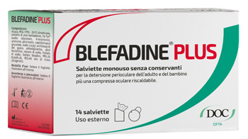 BLEFADINE PLUS 14 SALVIETTE PER DETERSIONE PERIOCULARE + 1 COMPRESSA RISCALDABILE - Farmaciapacini.it