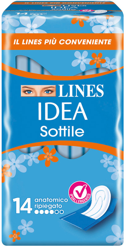 LINES IDEA ASSORBENTE SOTTILE RIPIEGATO ANATOMICO 14 PEZZI - Farmaciapacini.it