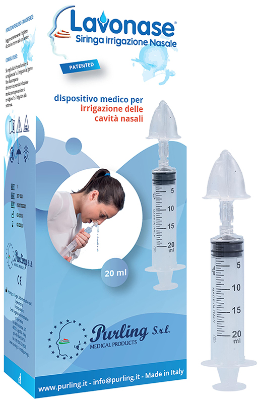 LAVONASE IRRIGAZIONE NASALE NON STERILE SIRINGA 20 ML + LUER-LOCK CON CAPPUCCIO + UGELLO NASALE CON RACCORDO LUER-LOCK + PERFORATORE CON VALVOLA NON RITORNO CON TAPPO - Farmaciapacini.it