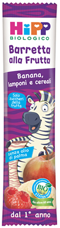 HIPP BIO BARRETTA ALLA FRUTTA BANANA/LAMPONI/CEREALI 23 G - Farmaciapacini.it