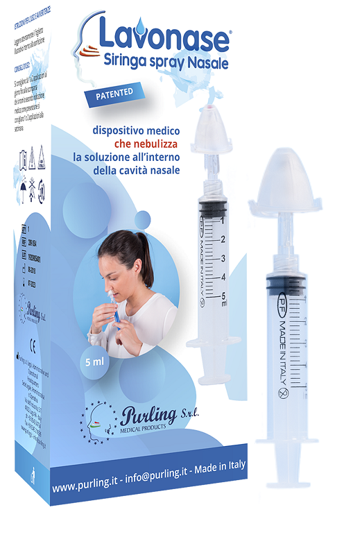 LAVONASE SIRINGA SPRAY NASALE NON STERILE 5 ML LUER-LOCK CON CAPPUCCIO + UGELLO NASALE CON RACCORDO LUER-LOCK + PERFORATORE CON VALVOLA NON RITORNO CON TAPPO - Farmaciapacini.it