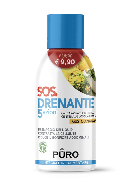 PURO DRENANTE 5 AZIONI CON BAOBAB GUSTO ANANAS 500 ML - Farmaciapacini.it
