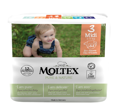 PANNOLINI MOLTEX PURE & NATURE MIDI 4-9 KG TAGLIA 3 33 PEZZI - Farmaciapacini.it