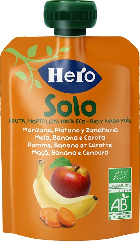 HERO SOLO FRUTTA FRULLATA 100% BIO MELA BANANA CAROTA 100 G - Farmaciapacini.it