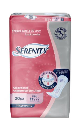 SERENITY ASSORBENTE ANATOMICO CON ALOE FLEXIT MINI 20 PEZZI - Farmaciapacini.it