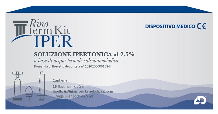RINOTERM KIT IPER 15 FLACONCINI DA 5 ML + UGELLO RINUBES PER NEBULIZZAZIONE + SIRINGA LUER LOCK DA 5 ML - Farmaciapacini.it
