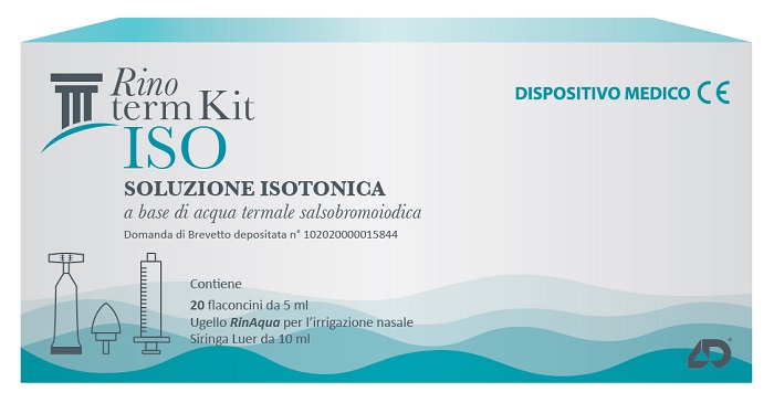 RINOTERM KIT ISO 20 FLACONCINI DA 5 ML + UGELLO RINAQUA PER IRRIGAZIONE NASALE + SIRINGA DA 10 ML - Farmaciapacini.it