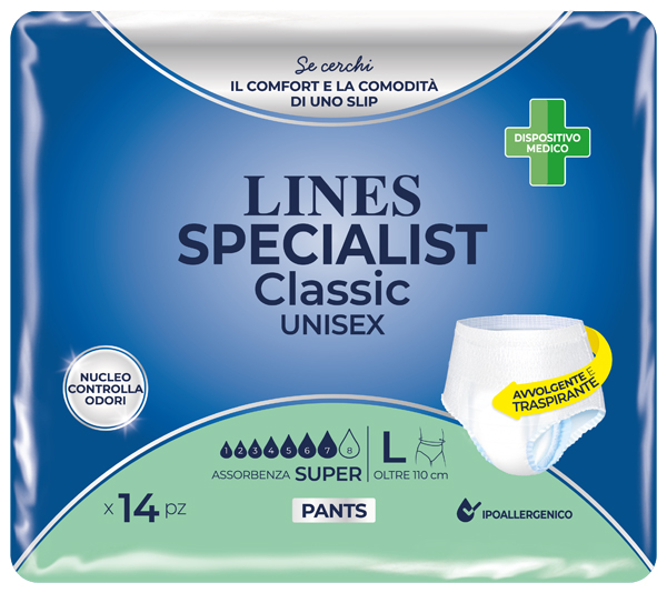 PANNOLONE A MUTANDA LINES SPECIALIST CLASSIC PANTS SUPER L 14 PEZZI - Farmaciapacini.it