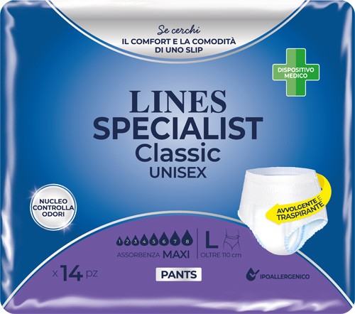 PANNOLONE A MUTANDA LINES SPECIALIST CLASSIC PANTS MAXI L 14 PEZZI - Farmaciapacini.it