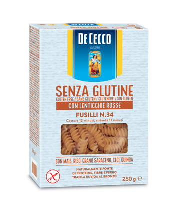 DE CECCO FUSILLI N34 LENTICCHIE ROSSE 250 G - Farmaciapacini.it
