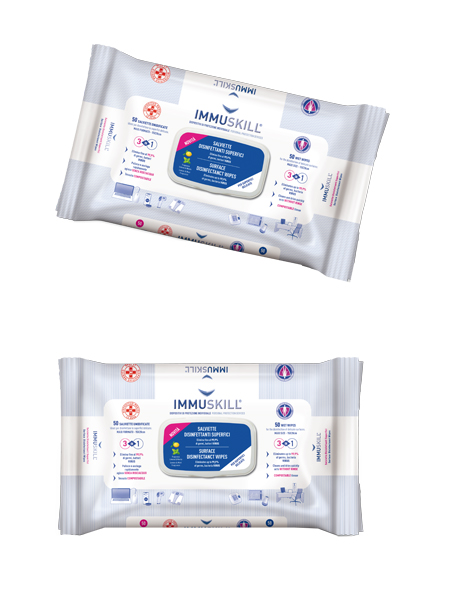 IMMUSKILL SALVIETTE DISINFETTANTI SUPERFICI 50 PEZZI - Farmaciapacini.it