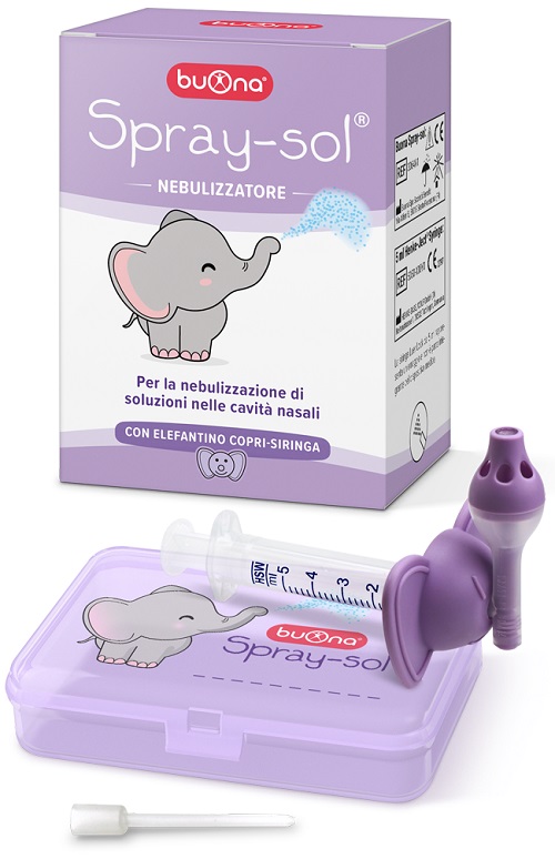BUONA SPRAY-SOL NEBULIZZATORE SPRAY SOL + AGO CANNULA + SIRINGA LUER LOCK DA 5 ML + ELEFANTINO COPRI-SIRINGA + CONTENITORE - Farmaciapacini.it