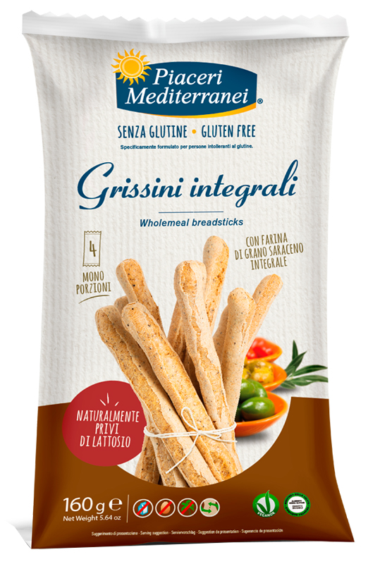 PIACERI MEDITERRANEI GRISSINI INTEGRALI 160 G - Farmaciapacini.it