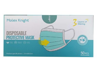 MASCHERINA CHIRURGICA 3 STRATI CON ELASTICI TIPO II ADULTI MOLEX KNIGHT 50 PEZZI - Farmaciapacini.it