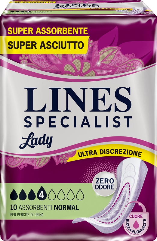 PANNOLONE SAGOMATO LINES SPECIALIST NORMAL 10 PEZZI - Farmaciapacini.it