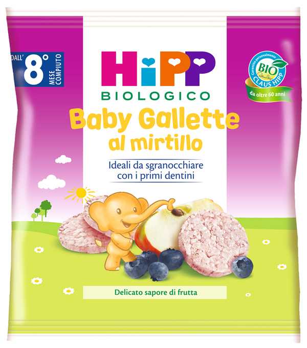 HIPP BIO BABY GALLETTE DI RISO AL MIRTILLO 30 G - Farmaciapacini.it