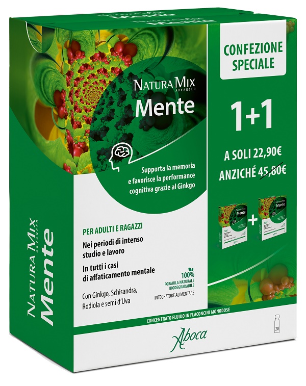 NATURA MIX ADVANCED MENTE 10 FLACONCINI + 10 FLACONCINI 300 ML CONFEZIONE SPECIALE - Farmaciapacini.it