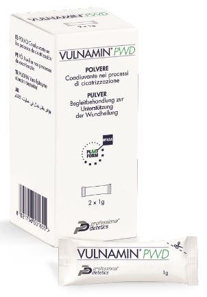 VULNAMIN PWD MEDICAZIONE INTERATTIVA IN POLVERE DI SODIO JALURONATO E AMINOACIDI 2 STICK PACK - Farmaciapacini.it