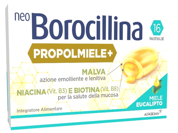 NEOBOROCILLINA PROPOLMIELE+ MIELE/EUCALIPTO 16 PASTIGLIE - Farmaciapacini.it