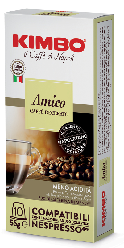 KIMBO AMICO CAFFE' TORREFATTO DECERATO E MACERATO 10 CAPSULE COMPATIBILI NESPRESSO 5,5 G - Farmaciapacini.it